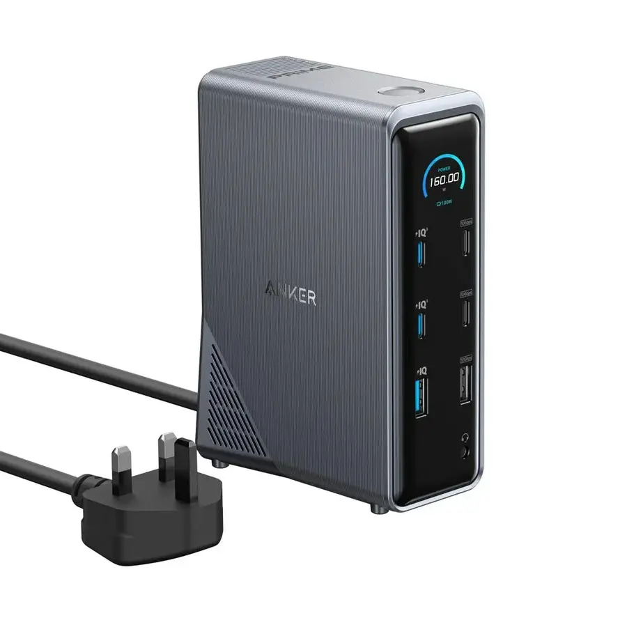 Anker Prime Charging Docking Station (14-in-1, Dual Display, 160W)- Gray