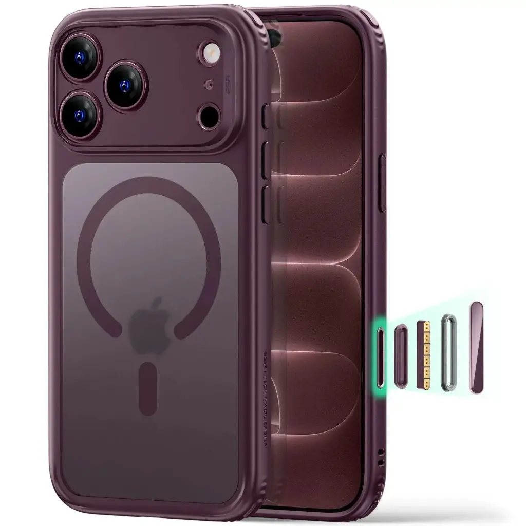 ESR iPhone 18 Pro / 17 Pro Classic Hybrid Magnetic Case (Camera Control Stash Stand) (Frosted Red)