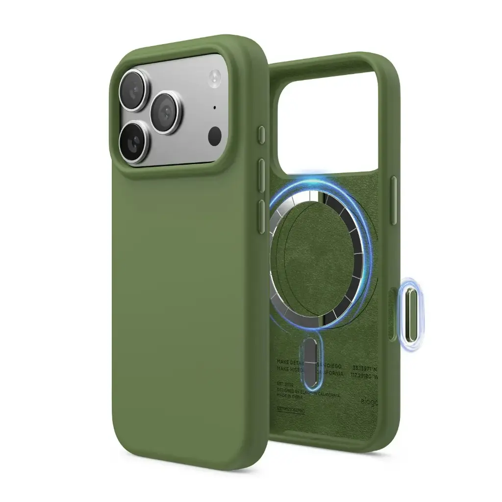 كفر سيليكون مغناطيسي Elago لـ iPhone 18 Pro/17 Pro (مع زر Camera Control) - Cedar Green
