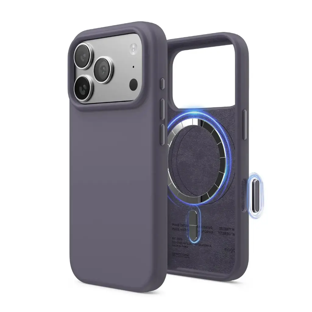 Elago iPhone 18 Pro/17 Pro Magnetic Silicone Case (Camera Control Key Included) (Deep lavender)