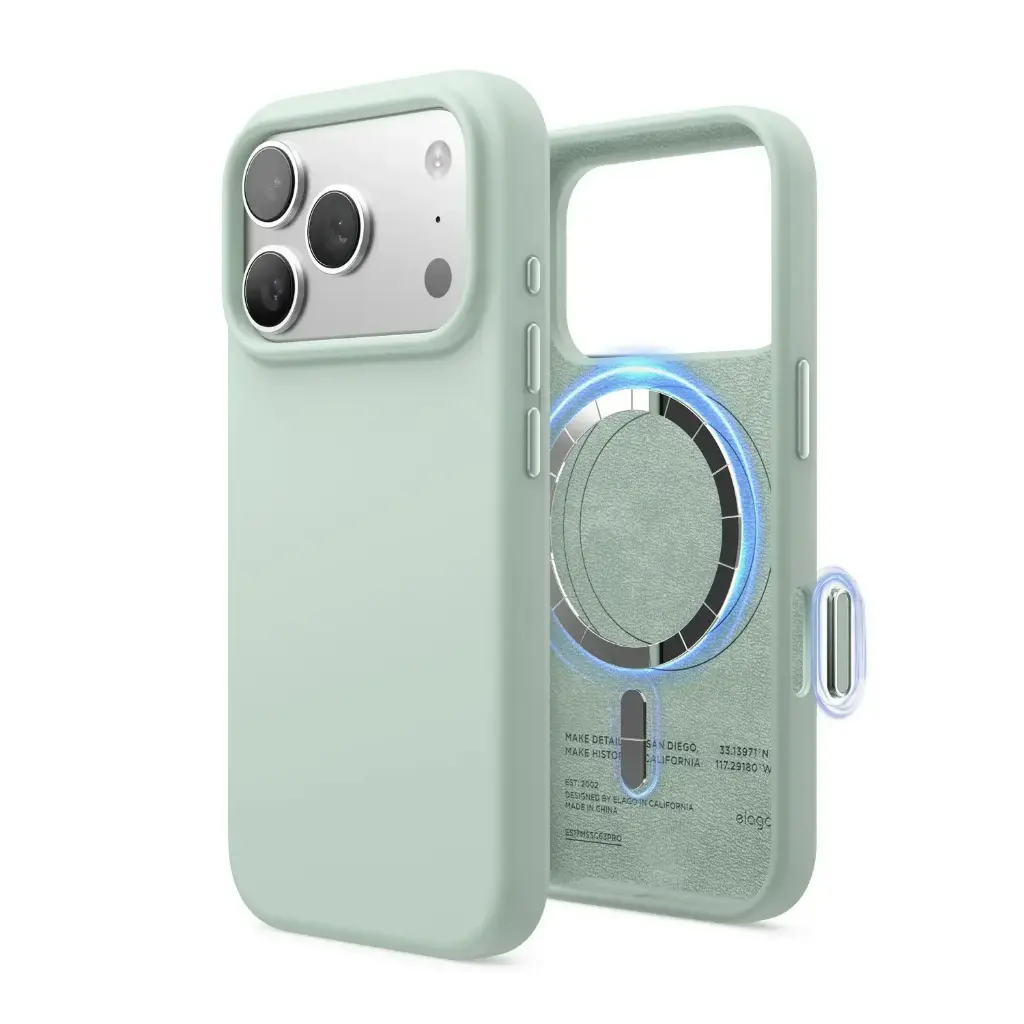 Elago iPhone 18 Pro/17 Pro Magnetic Silicone Case (Camera Control Key Included) (Mint)