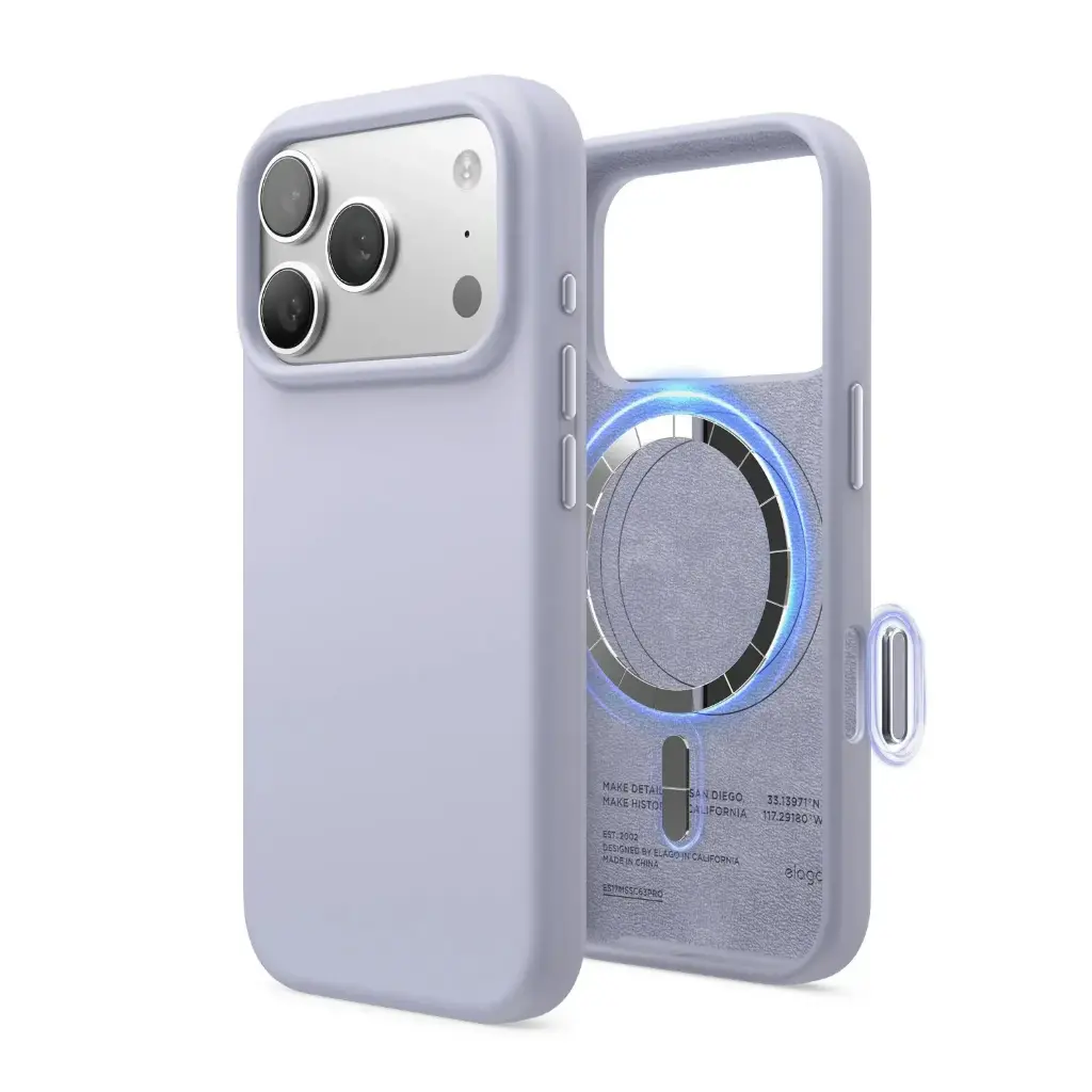 Elago iPhone 18 Pro/17 Pro Magnetic Silicone Case (Camera Control Key Included) (purple)