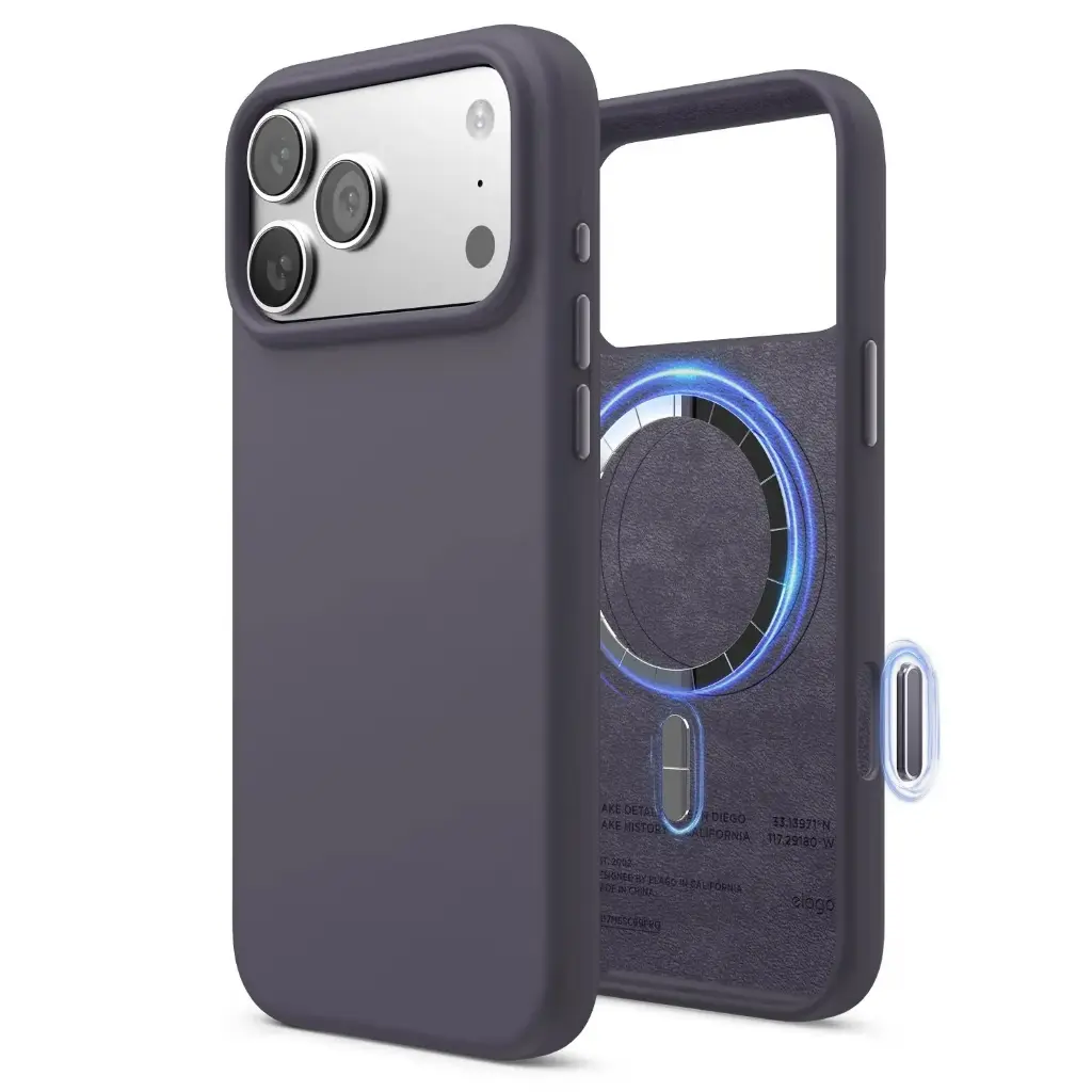 Elago iPhone 18 Pro Max/17 Pro Max Magnetic Silicone Case (Camera Control Key Included) (Deep lavender)