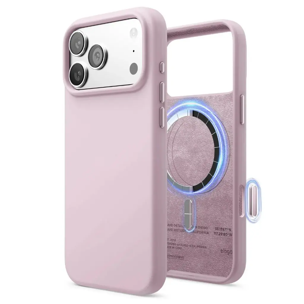 Elago iPhone 18 Pro Max/17 Pro Max Magnetic Silicone Case (Camera Control Key Included) (Light Lilac)