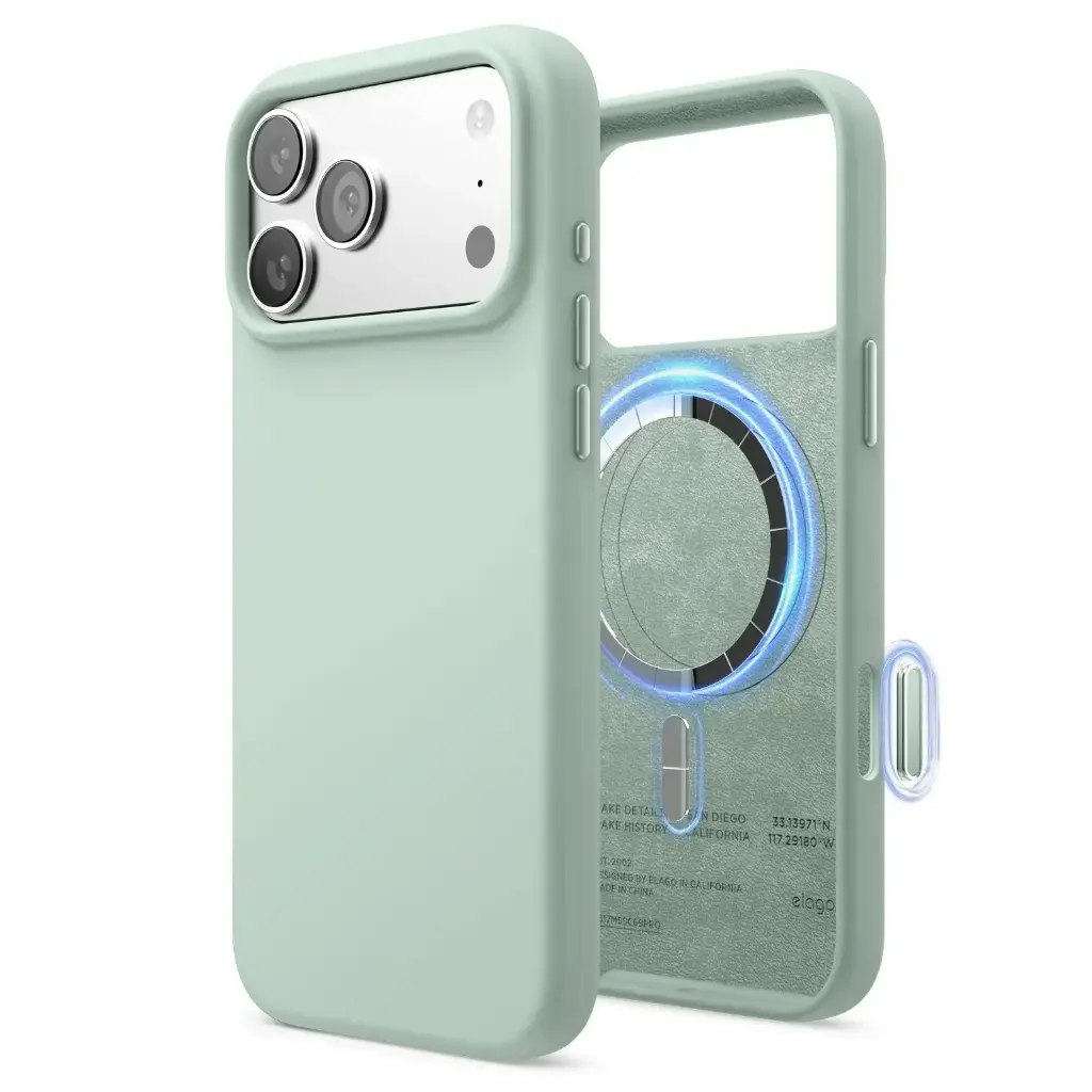 Elago iPhone 18 Pro Max/17 Pro Max Magnetic Silicone Case (Camera Control Key Included) (Mint)