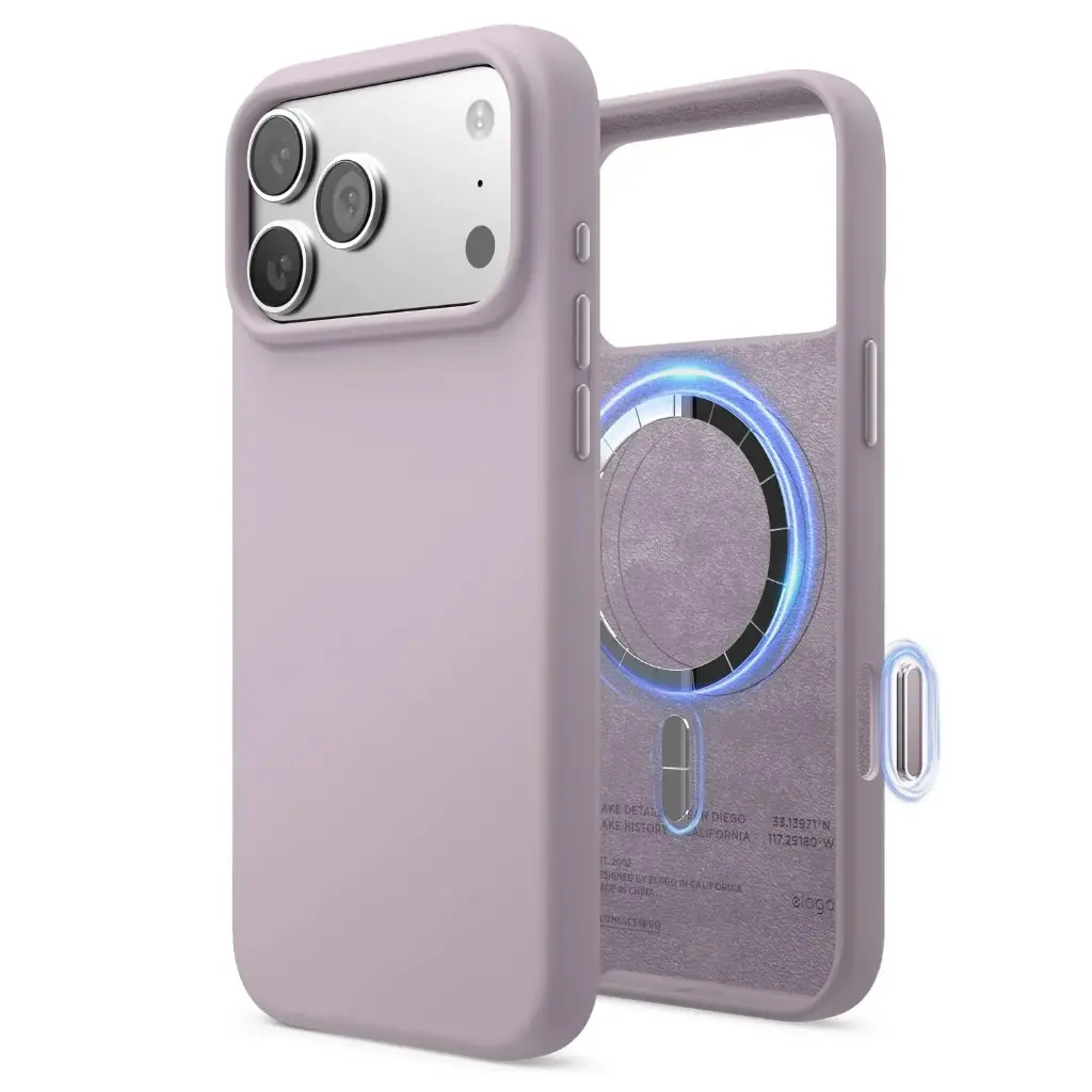 Elago iPhone 18 Pro Max/17 Pro Max Magnetic Silicone Case (Camera Control Key Included) (Soft Purple)