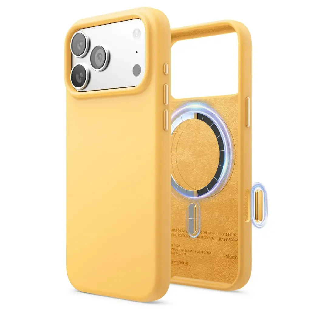 Elago iPhone 18 Pro Max/17 Pro Max Magnetic Silicone Case (Camera Control Key Included) (Sunshine)