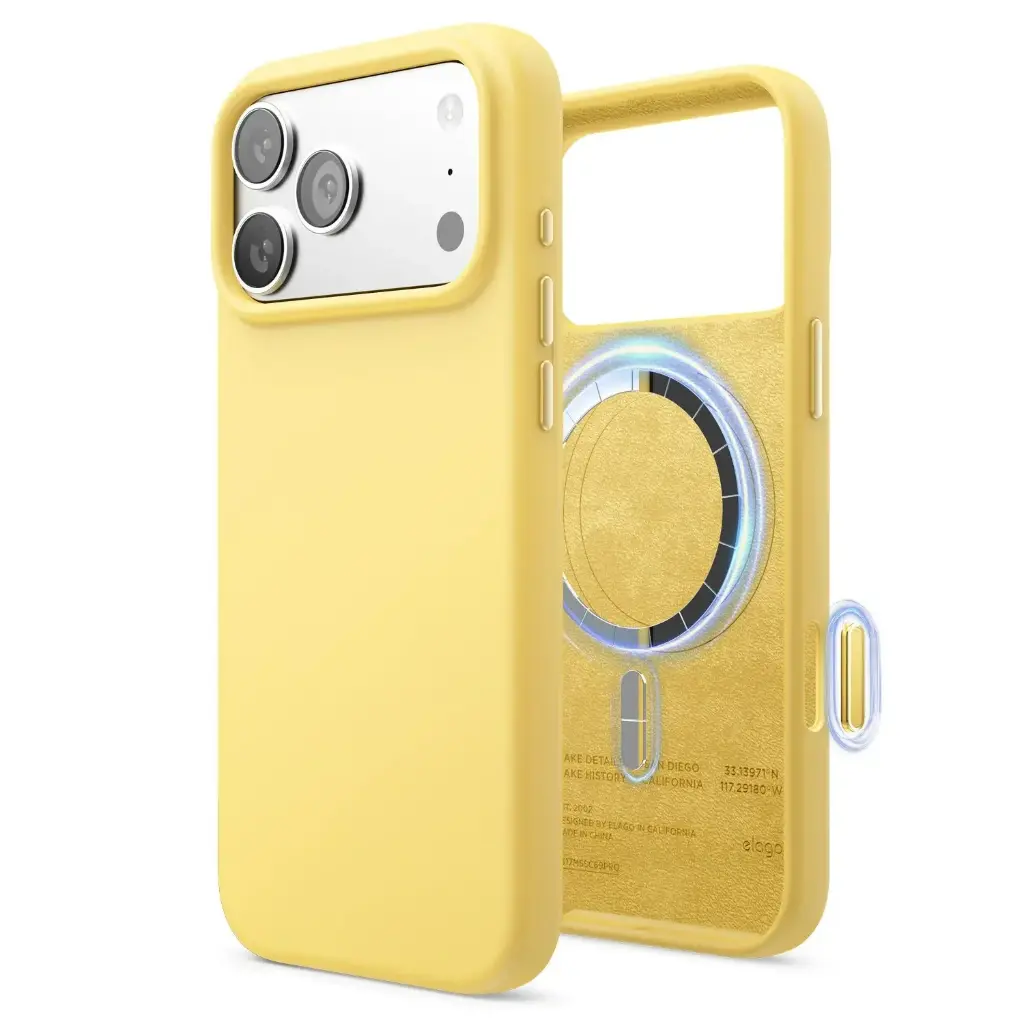 Elago iPhone 18 Pro Max/17 Pro Max Magnetic Silicone Case (Camera Control Key Included) (Yellow)