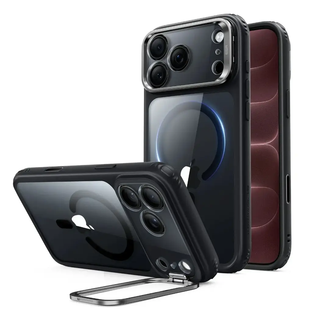 ESR iPhone 18 Pro / 17 Pro Classic Hybrid Magnetic Case (Camera Control,Stash Stand) (Clear Black)