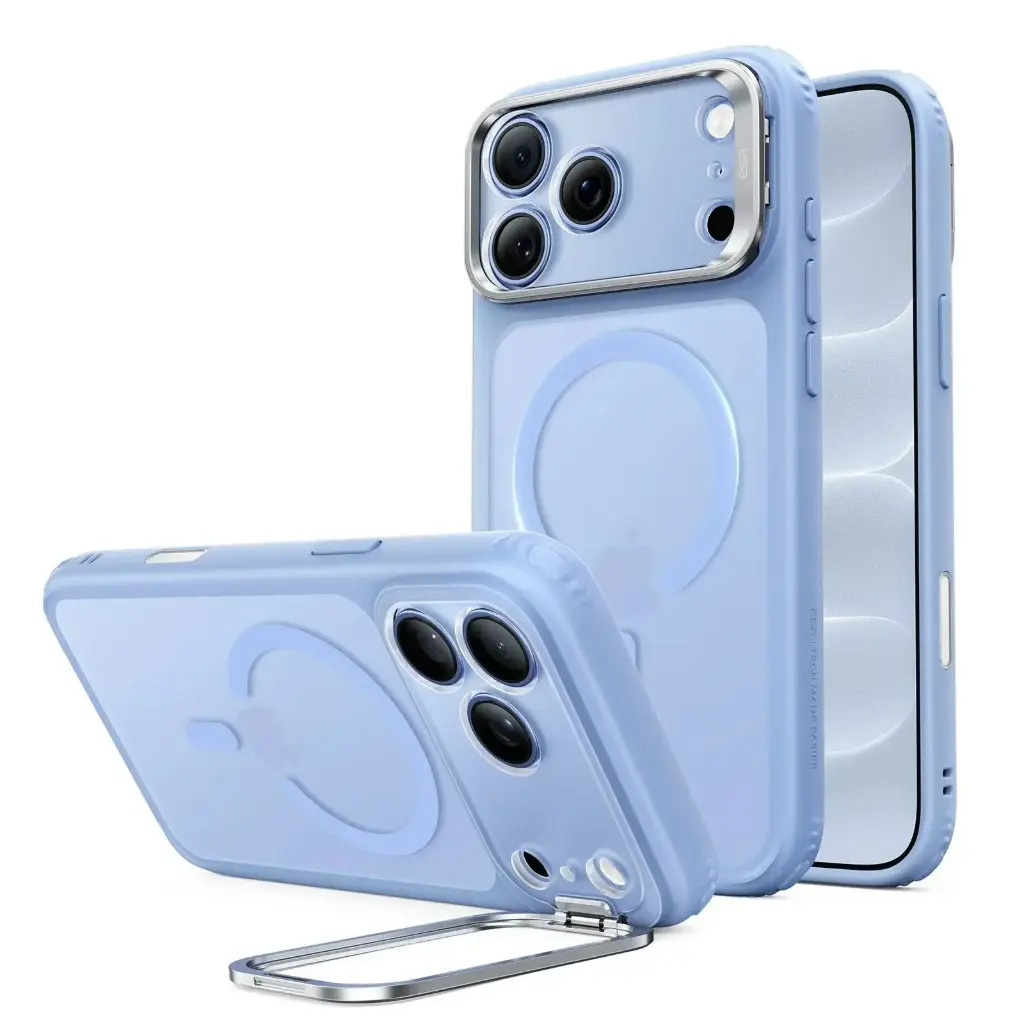 ESR iPhone 18 Pro Max / 17 Pro Max Classic Hybrid Magnetic Case (Camera Control,Stash Stand) (Frosted Light Blue)