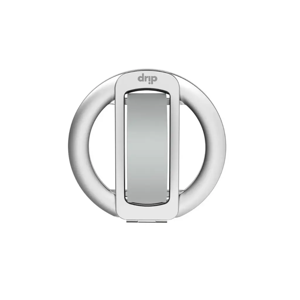 Drip SoftGrip Ring Phone Holder with Removable Finger Strap Silver