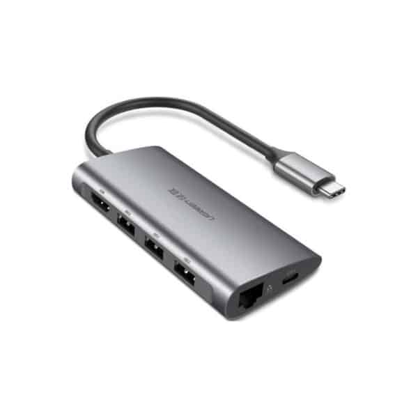 Ugreen USB C Hub 8in 1 Type-C to HDMI +USB 3.0*3 +PD power Converter - Grey