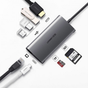 موزع UGREEN USB-C 9 في 1 من Type-C إلى HDMI و 3×USB 3.0 و PD – رمادي