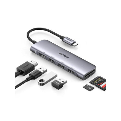 Ugreen USB-C to 2 ports USB3.0-A Hub+HDMI+TF/SD With PD Power Supply (Space Gray)