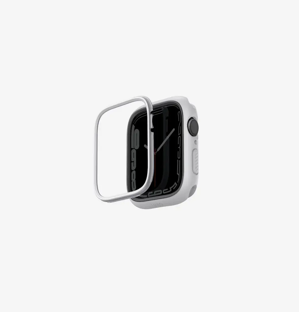 كفر UNIQ Moduo بإطار قابل للتبديل لساعة Apple Watch 41/40 ملم – أبيض طباشيري / رمادي حجري