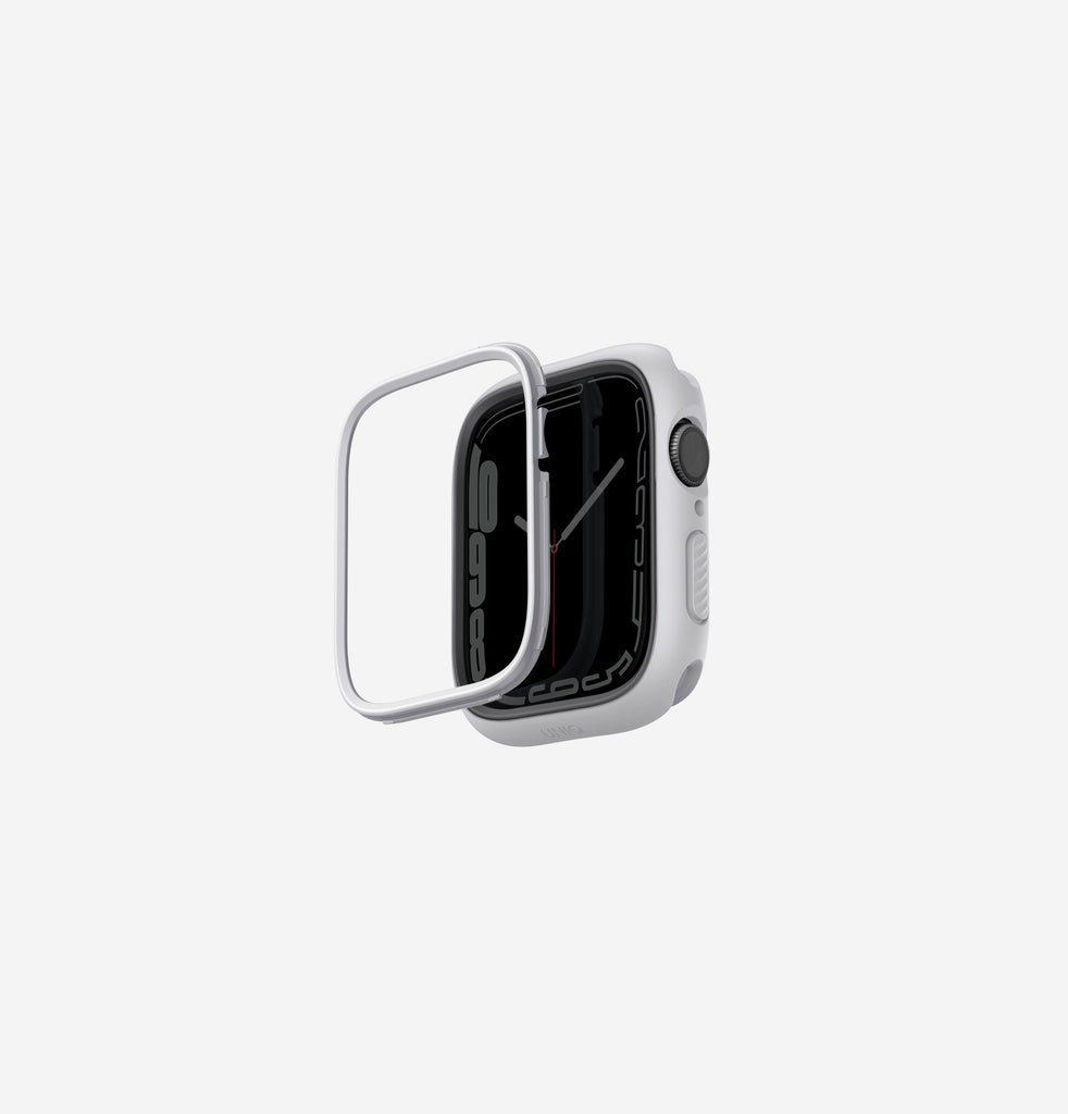 كفر UNIQ Moduo بإطار قابل للتبديل لساعة Apple Watch 45/44 ملم – أبيض طباشيري / رمادي حجري