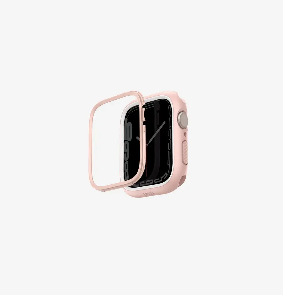 كفر UNIQ Moduo بإطار قابل للتبديل لساعة Apple Watch 45/44 ملم – وردي / أبيض