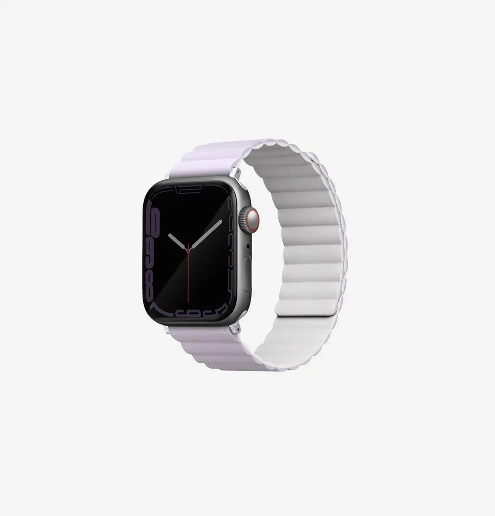 سير UNIQ Revix بوجهين لساعة Apple Watch 42/44/45 ملم – بنفسجي فاتح / أبيض