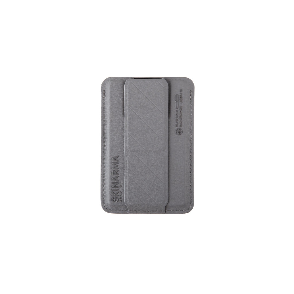 SkinArma Kado Mag-Charge Card Holder With Grip Stand - Grey / Grey 
