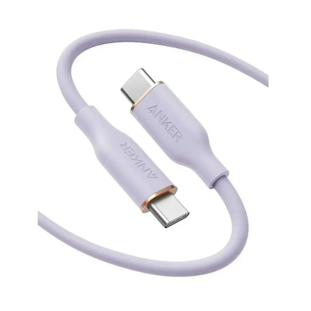 كابل أنكر باورلاين III فلو USB-C إلى USB-C بنفسجي (90 سم / 3 أقدام)