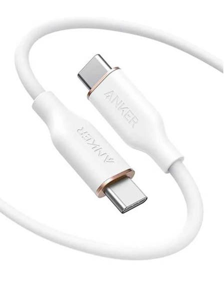 كابل أنكر باورلاين III فلو القوي USB-C إلى USB-C طول 6 أقدام - أبيض