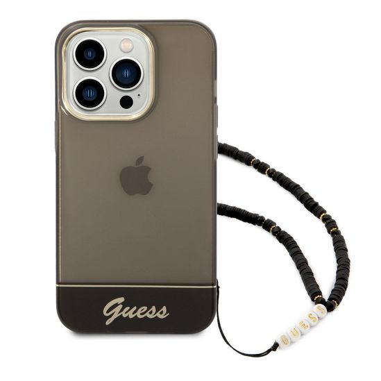 Guess IML Electro Cam Hard Case with Strap for iPhone 14 Pro (6.1") - Transculent Black