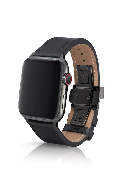 حزام جلد juuk لـ Apple Watch 42-44-45-49mm - أسود