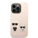 Karl Lagerfeld Liquid Silicone Karl & Choupette  for iPhone 14 Pro (6.1") - Light Pink