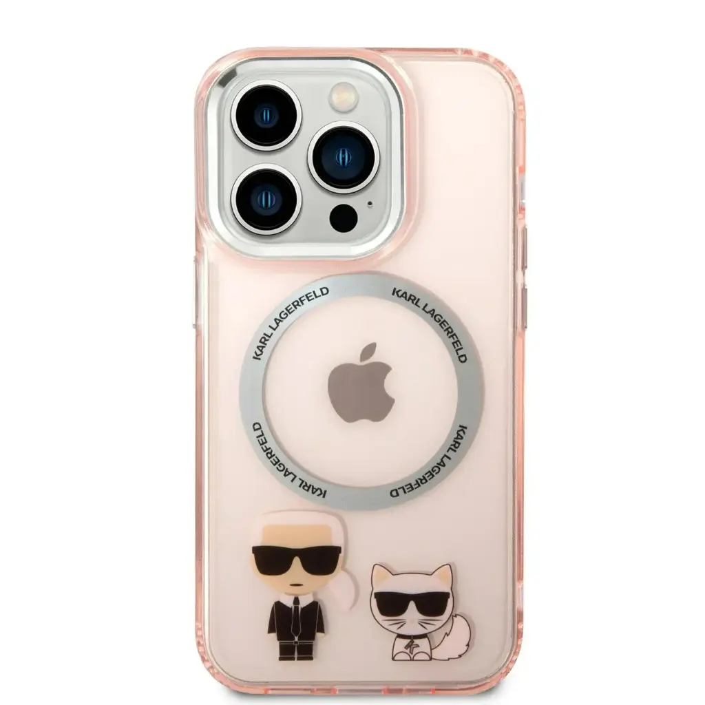 كفر Karl Lagerfeld MagSafe PC/TPU مع حلقة لـ iPhone 14 Pro - وردي