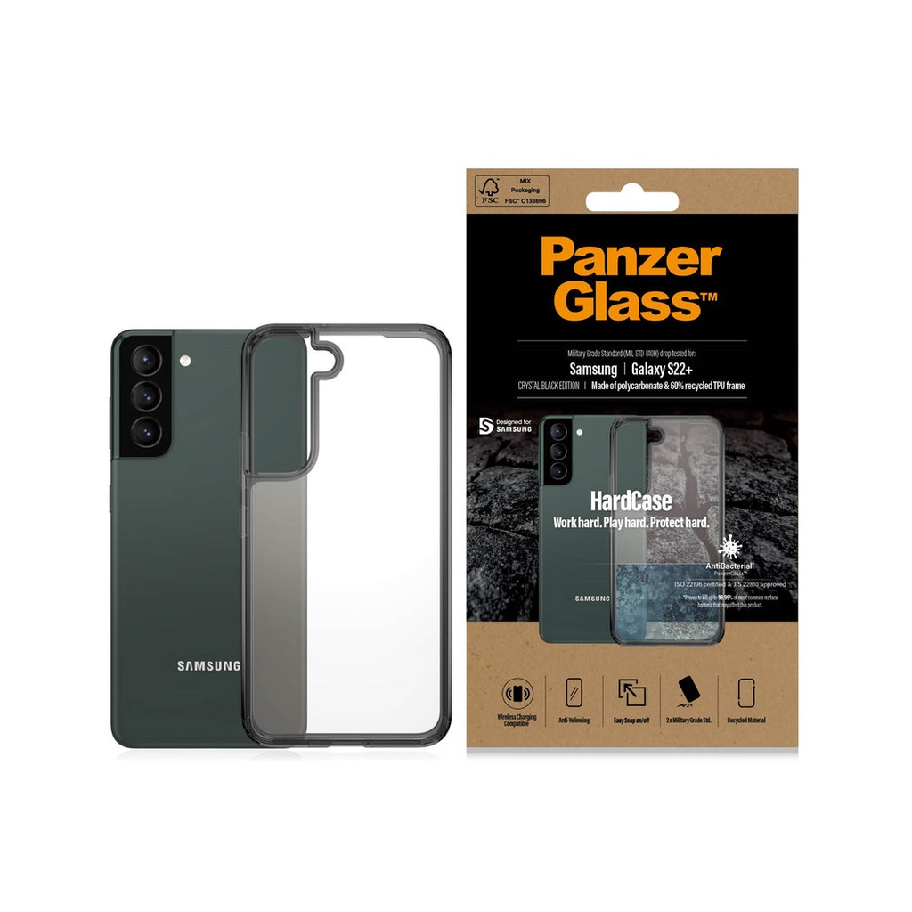 كفر PanzerGlass® HardCase لسامسونج Galaxy S22+ – أسود دخاني