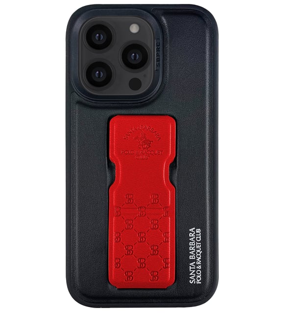 كفر جلد طبيعي Santa Barbara Polo Parker مع حامل مغناطيسي لـ iPhone 14 Pro Max - أحمر