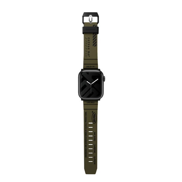 سير SKINARMA Shokku لساعة Apple Watch مقاس 42/44/45 ملم – زيتي