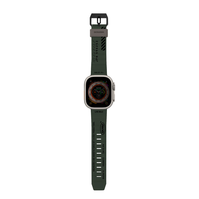سير SKINARMA Shokku لساعة Apple Watch مقاس 49/45/44 ملم – أخضر غامق