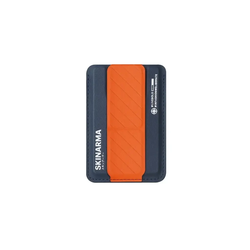 SkinArma Kado Mag-Charge Card Holder With Grip Stand - Blue / Orange 