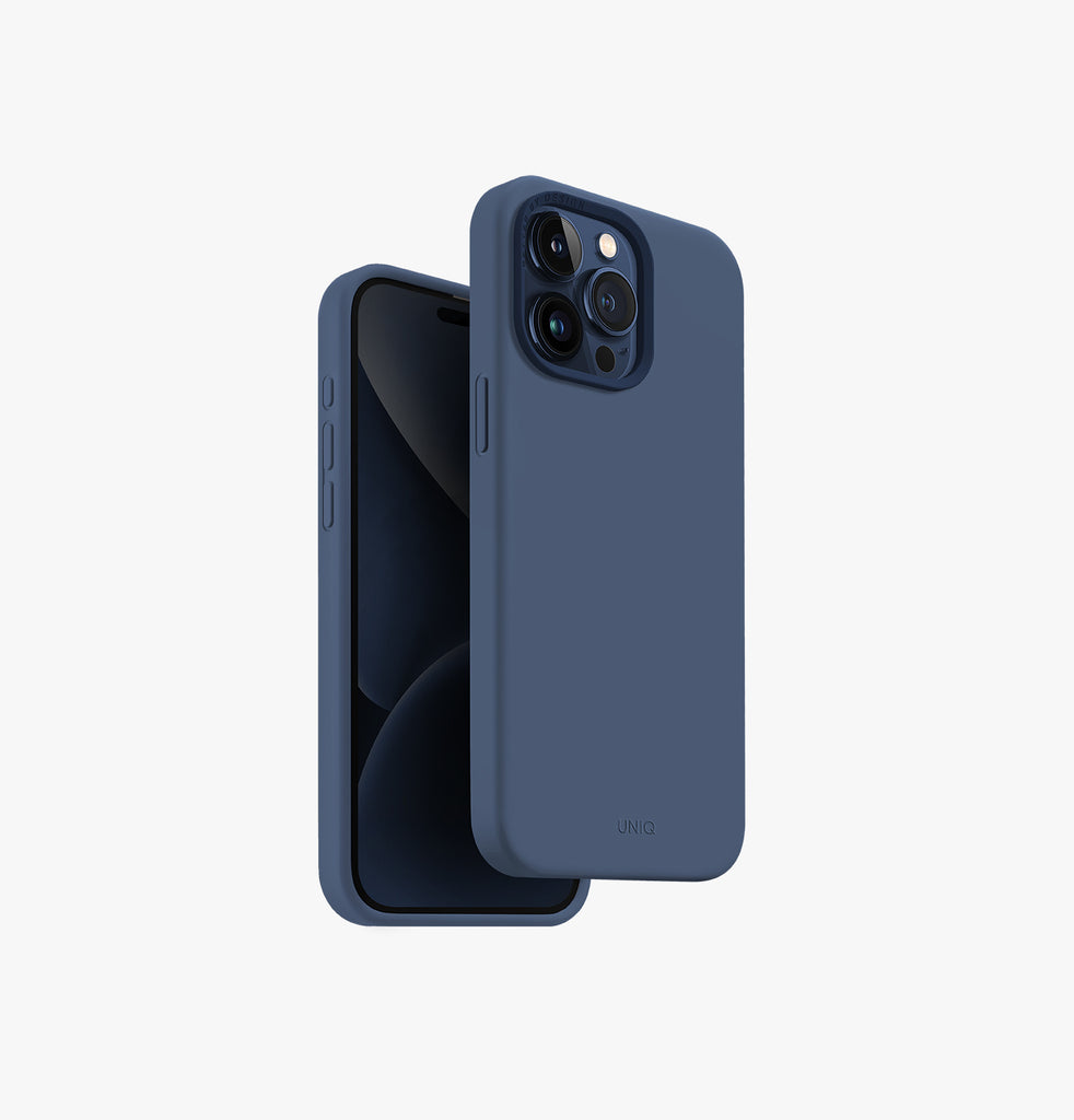 Uniq Hybrid Lino Hue MagSafe Case for iPhone 15 Pro Max - Navy Blue