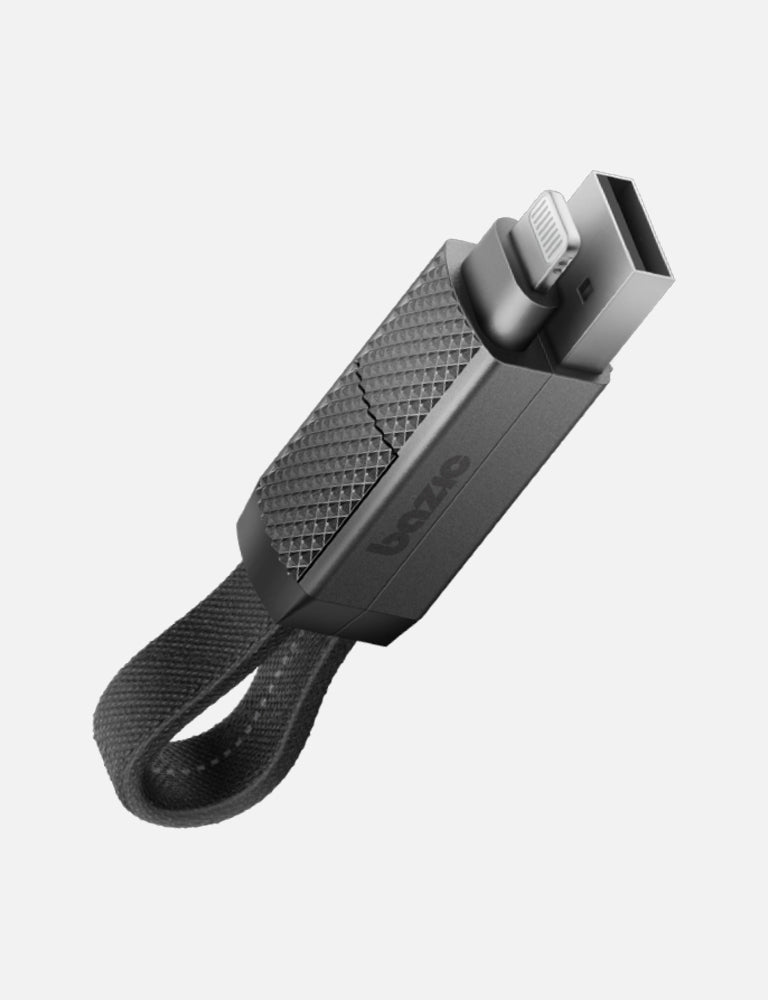 كيبل 4 في 1 Bazic GoCharge مدخل USB-A و USB-C إلى مخرج USB-C و Lightning بطول 15 سم – أسود