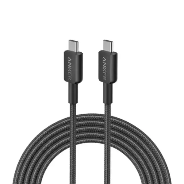 كابل أنكر 322 USB-C إلى USB-C بقوة 60 واط مجدول (0.9 متر / 3 أقدام) - أسود