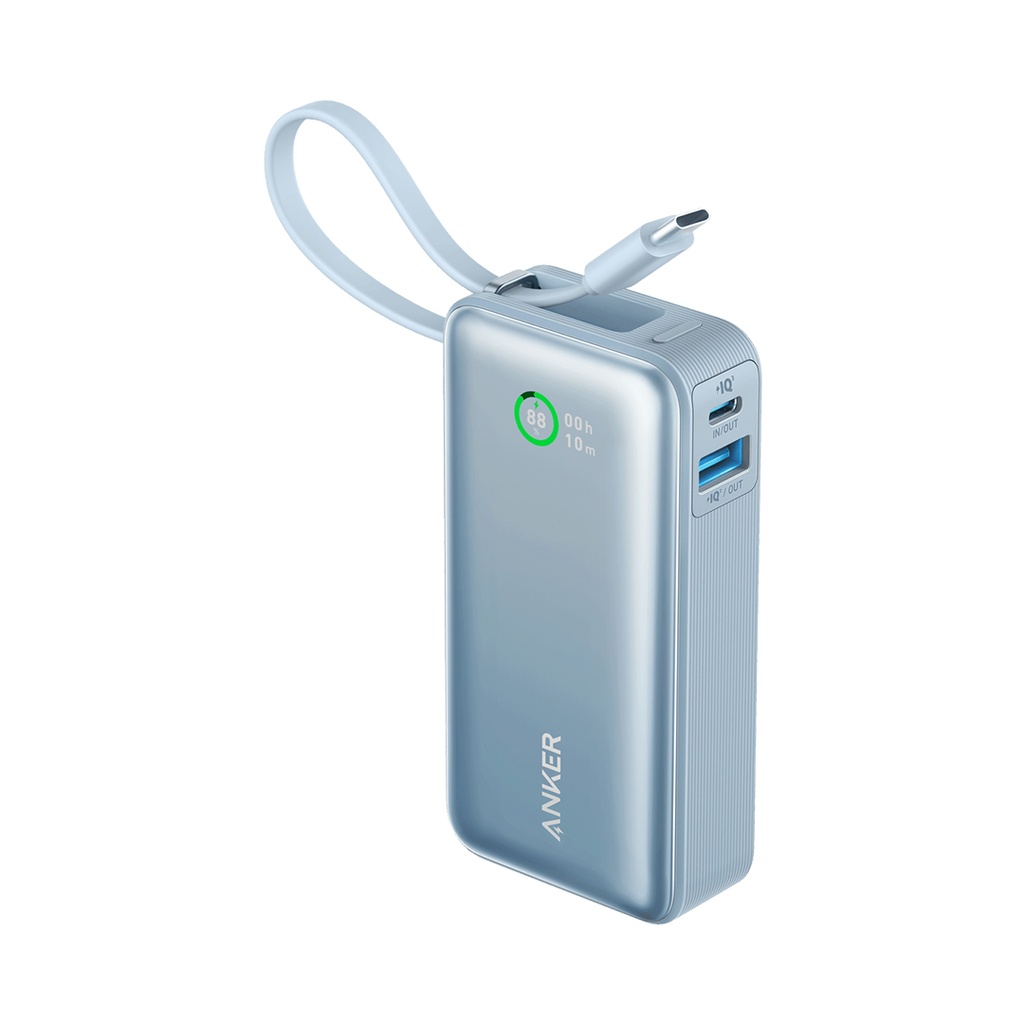 Anker Nano Power Bank (PowerCore 30W,Built-In USB-C Cable) -Blue
