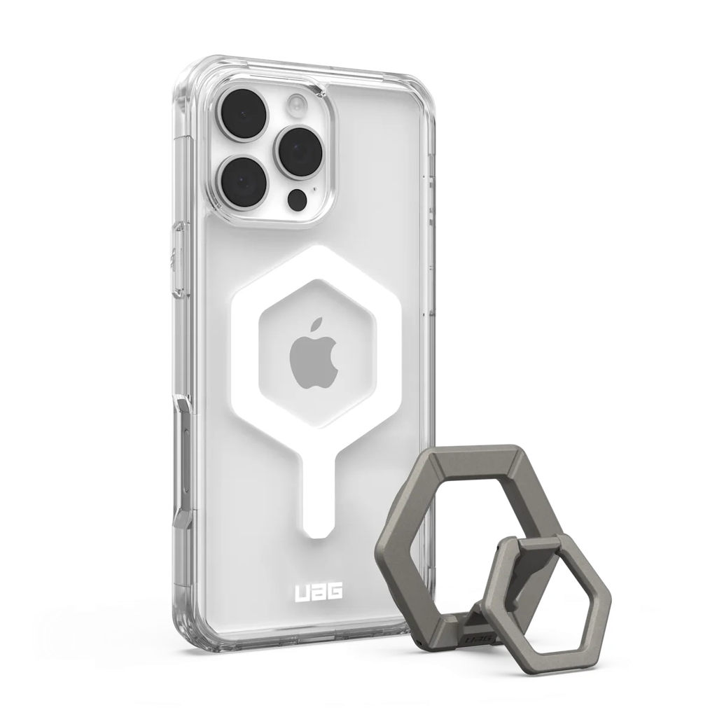 UAG iPhone 16 Pro Max Plyo MagSafe Bundle Ice White/Titanium Stand