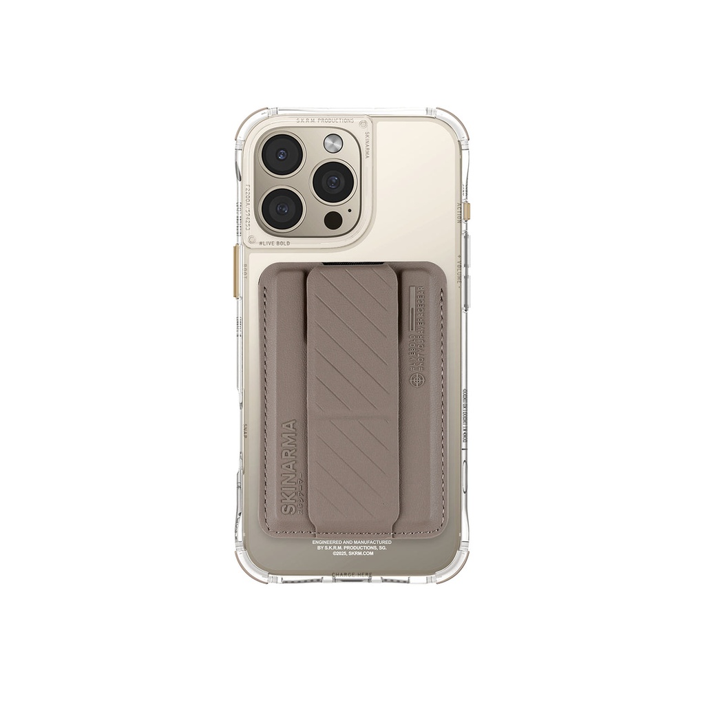 SkinArma Bundle SaidoKado MagCharge card Holder+Saido Magsafe case for iPhone 16 Pro Max-Champagne