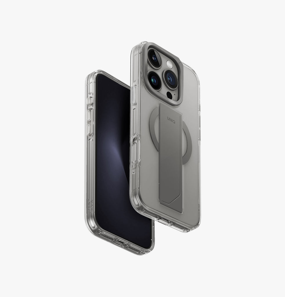 Uniq Hybrid Heldro Max MagSafe Case with Camera Stand for iPhone 16 Pro - Lucent Clear