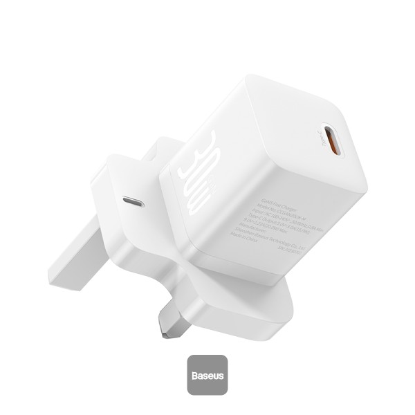 Baseus GaN5 1-Port USB-C 30W Fast Mini Wall Charger - Moon White