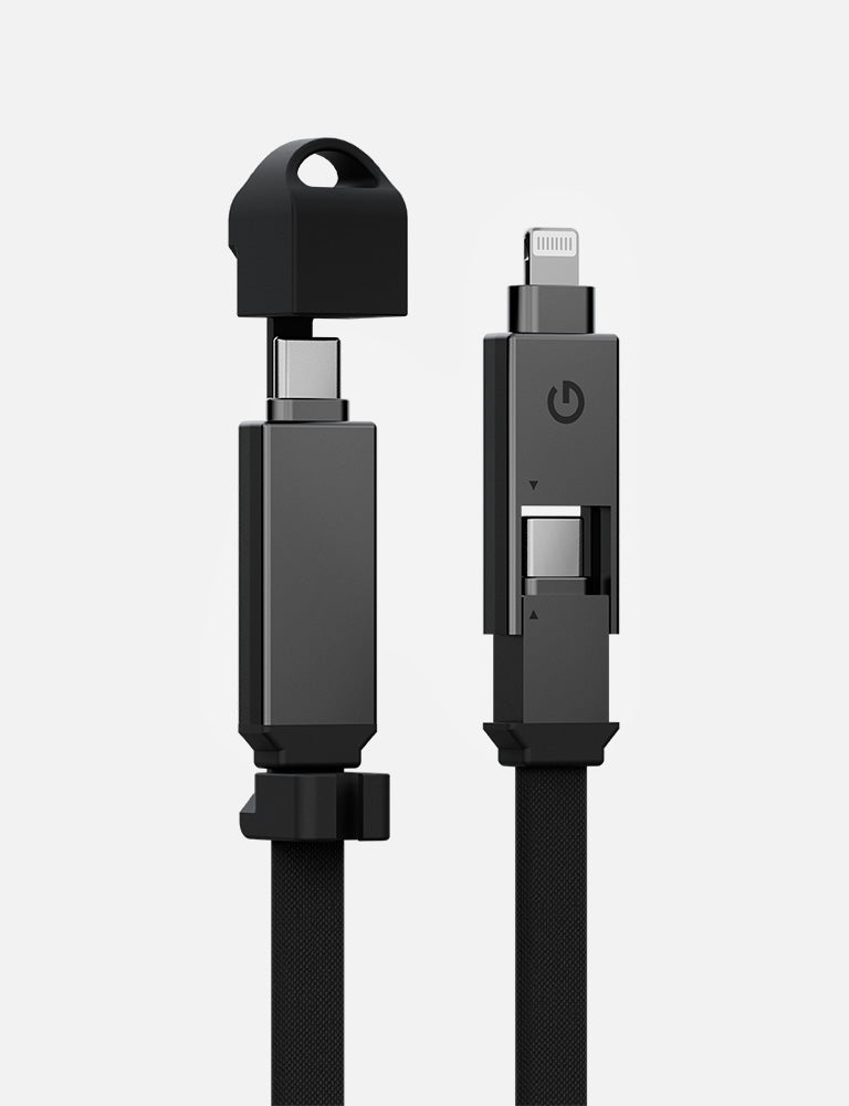 Energea Sheath 2 in 1 USB-C to USB-C + Lightning 480Mbps 60W 15cm Cable - Gunmental