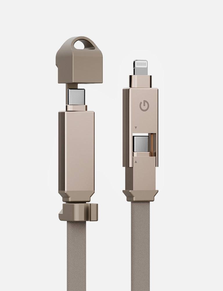 Energea Sheath 2 in 1 USB-C to USB-C + Lightning 480Mbps 60W 15cm Cable - Gold