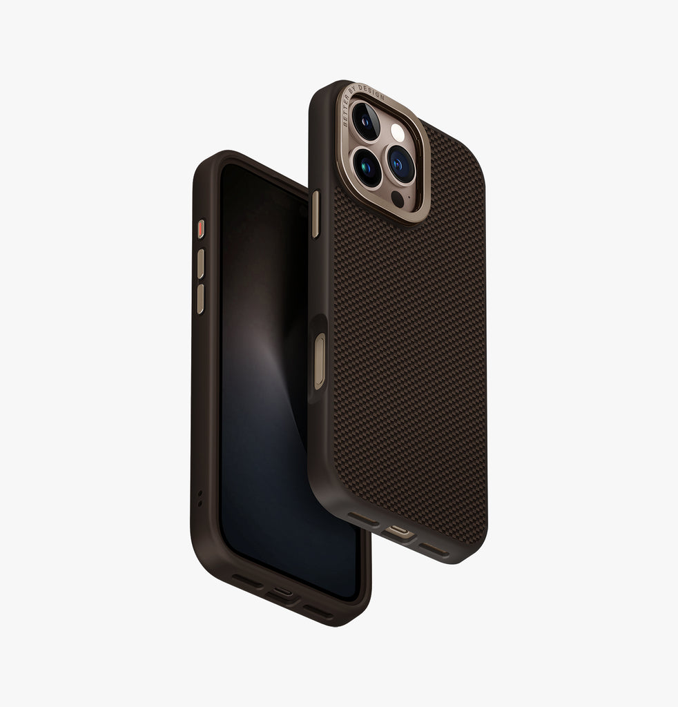 حافظة Uniq Hybrid Keva Max MagSafe مع حامل كاميرا لهاتف iPhone 16 Pro Max – بني داكن