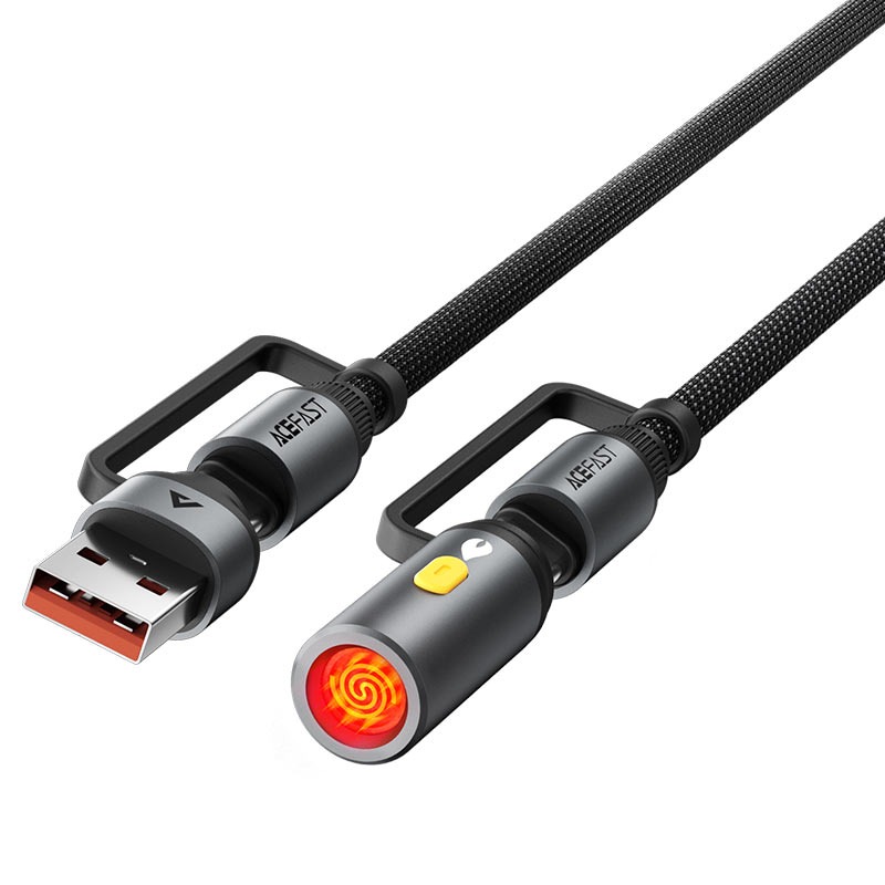 J6 multi-function charging data cable USB-C+ LED light + cigarette lighter