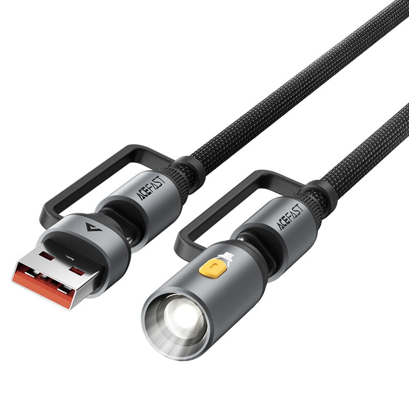 J5 multi-function charging data cable USB-A+ USB- C+ LED light
