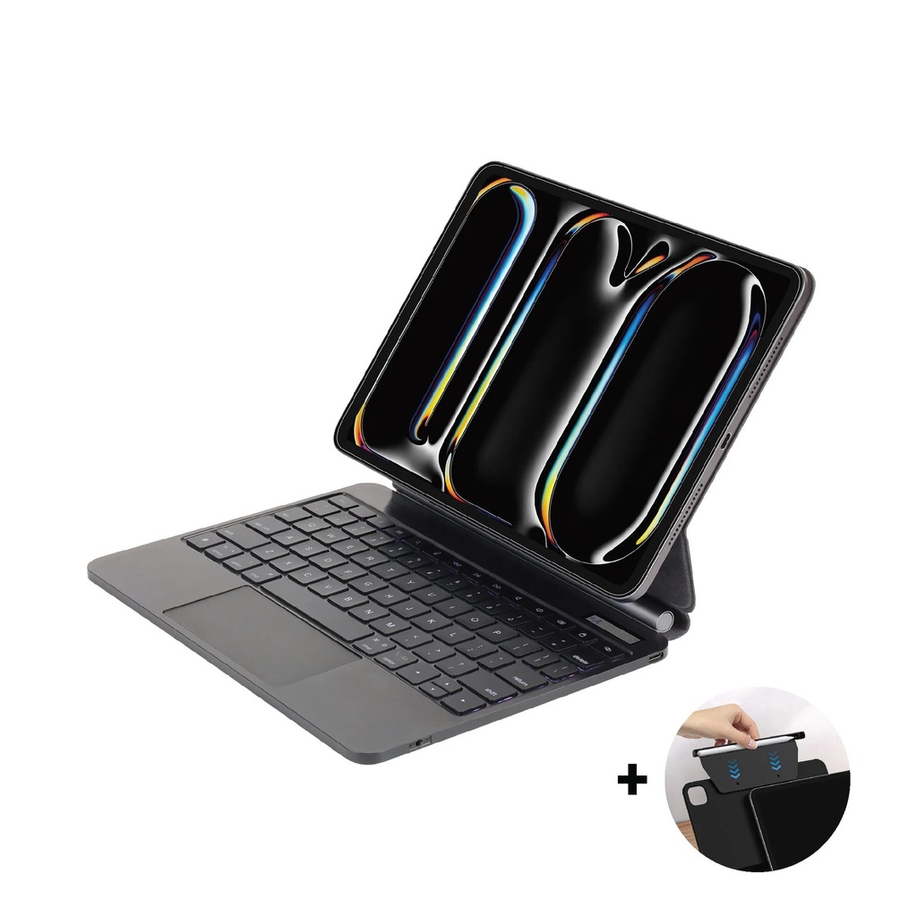 SIA Magnetic Keyboard 6 lines layout for ipad pro 11" 2024 with Pencil holder -black AR/ENG