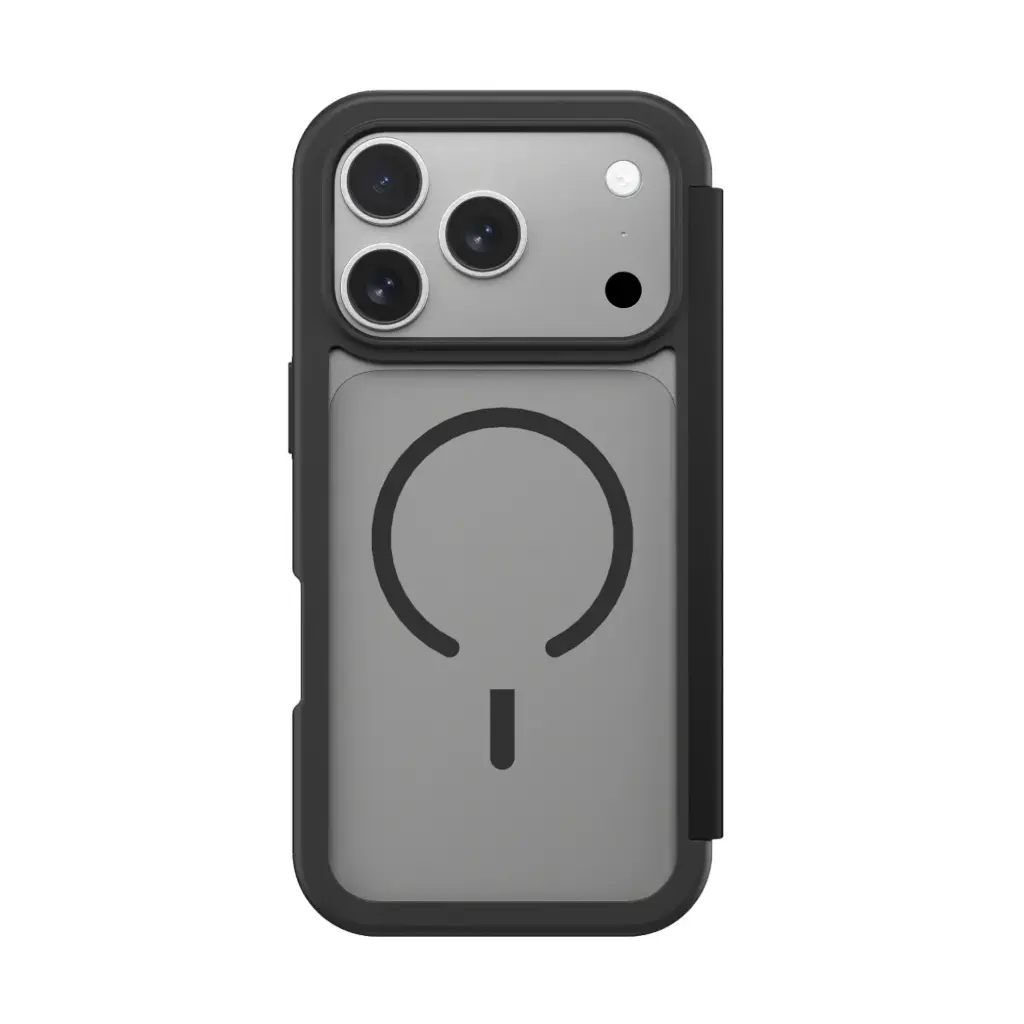 AMAZINGTHING GLAMOUR FOLIO MAGSAFE DROP PROOF CASE FOR IPHONE 17 PRO MAX 6.9 (Color: BLACK)