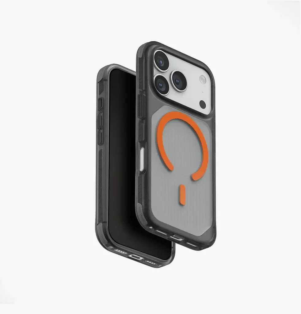 Uniq Hybrid Combat Active MagSafe Case for iPhone 17 Pro - Frost Smoke / Orange